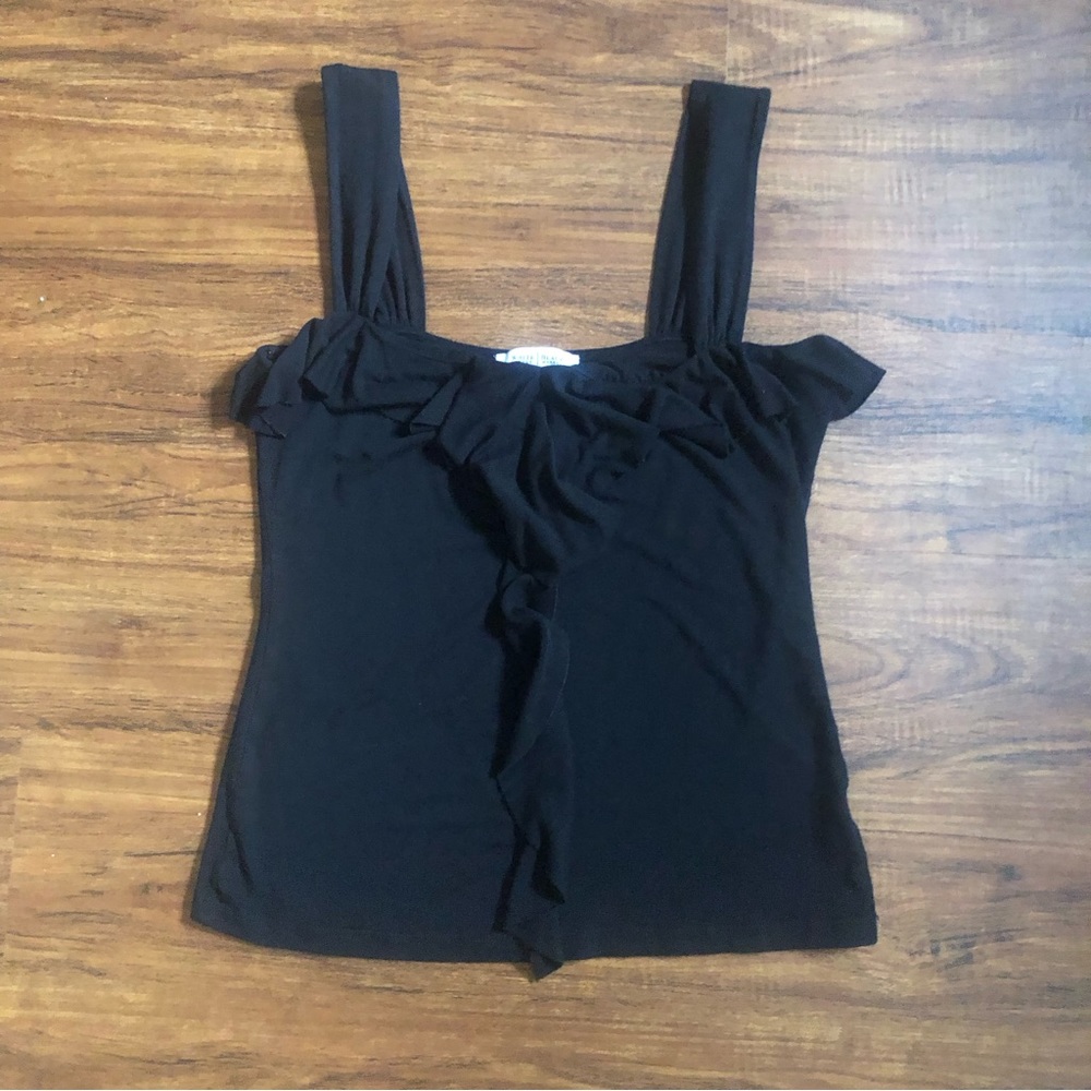 WHBM Ruffled Black Tank Top